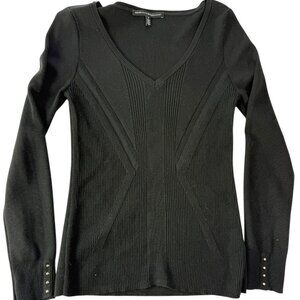 White House Black Market Long Sleeve Sweater. V Neck. Black. Size Women's Small.